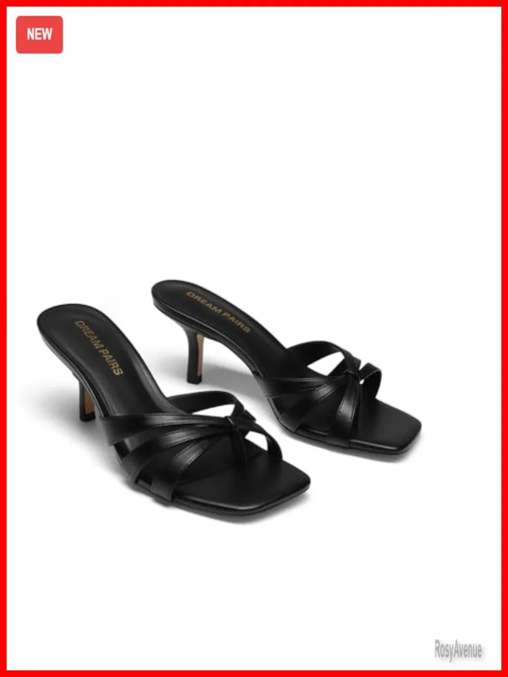 Square Open Toe Flip Flops Strappy Kitten Heels 2.5 inch Cushioned Sandals